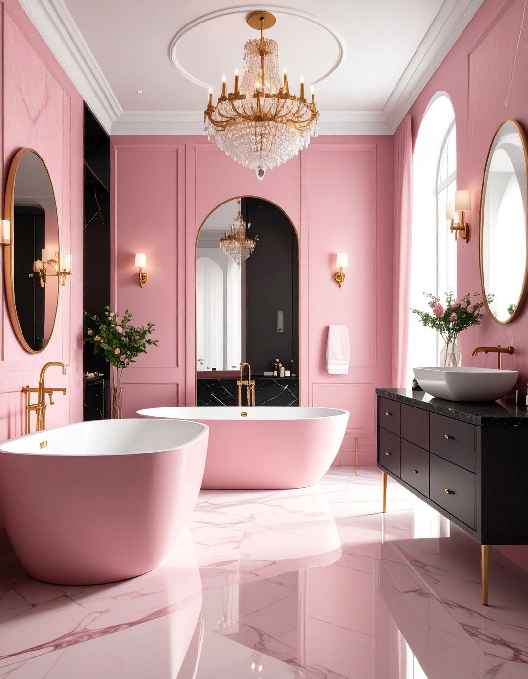 Luxury Pink and Black Hotel Suite Bathroom - 25 Pink and Black Bathroom Ideas