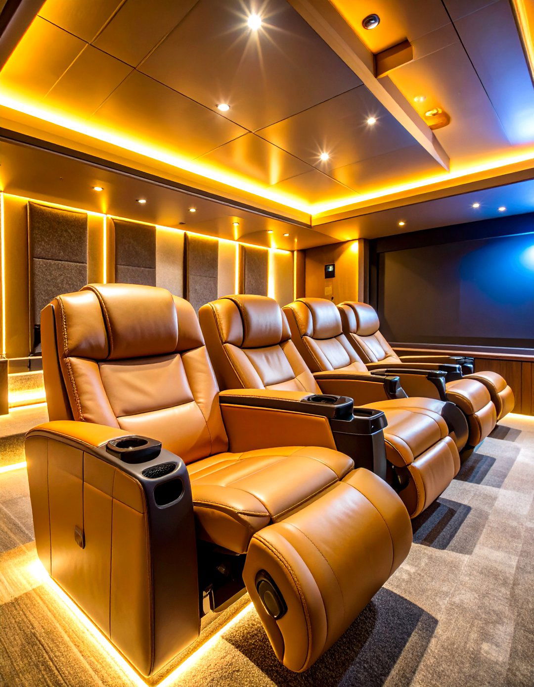 Luxury Reclining Theater with Premium Comfort Features - 25 Basement Home Theater Ideas
