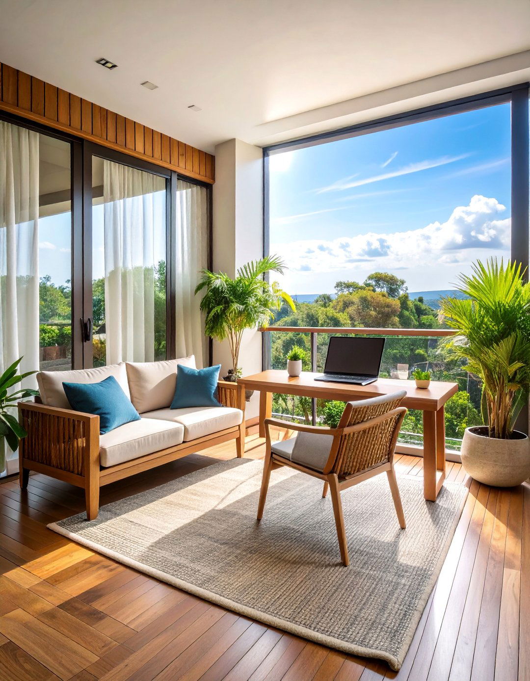 Luxury Resort Style Balcony Office with Premium Materials - 25 Balcony Office Ideas