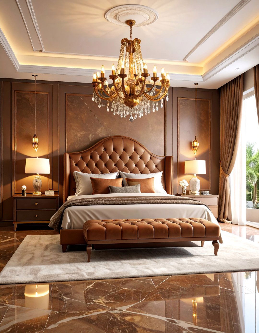 Luxury Rust Bedroom with Statement Lighting - 25 Rust Bedroom Ideas