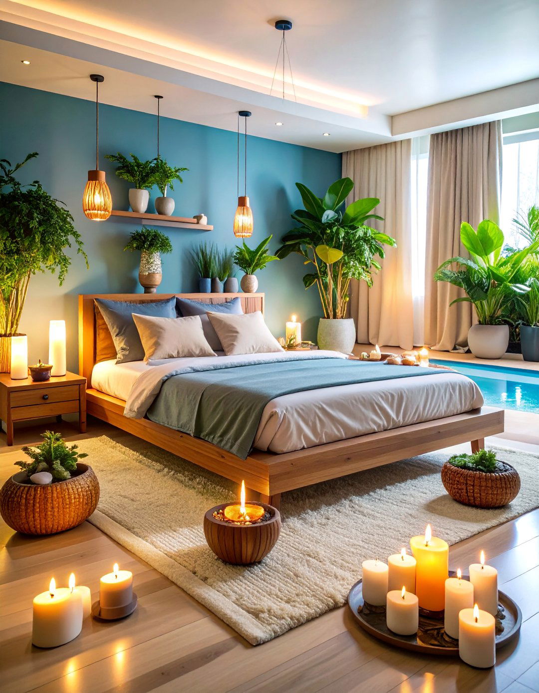 Luxury Spa Bedroom with Wellness Features and Relaxation Elements