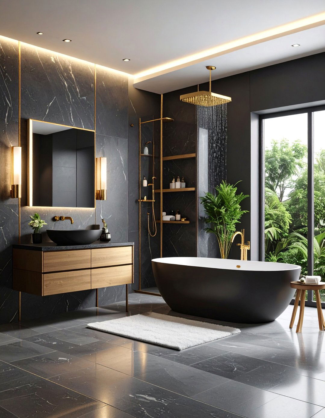 Luxury Spa Inspired Black and Gold Bathroom - 25 Black and Gold Bathroom Ideas