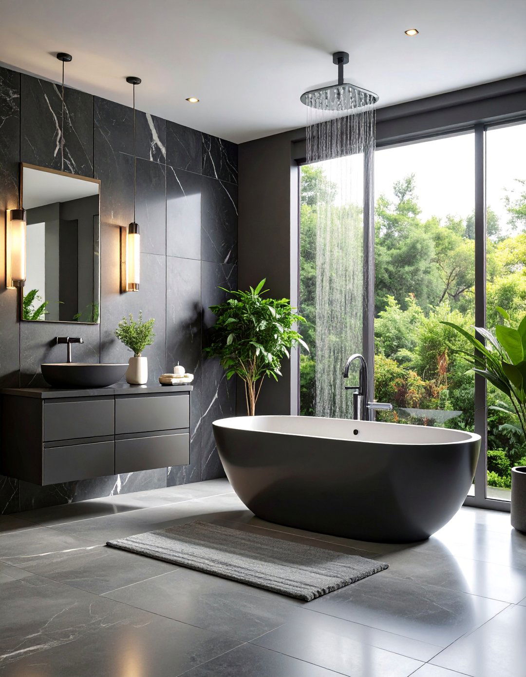 Luxury Spa Inspired Black and Grey Retreat - 25 Black and Grey Bathroom Ideas