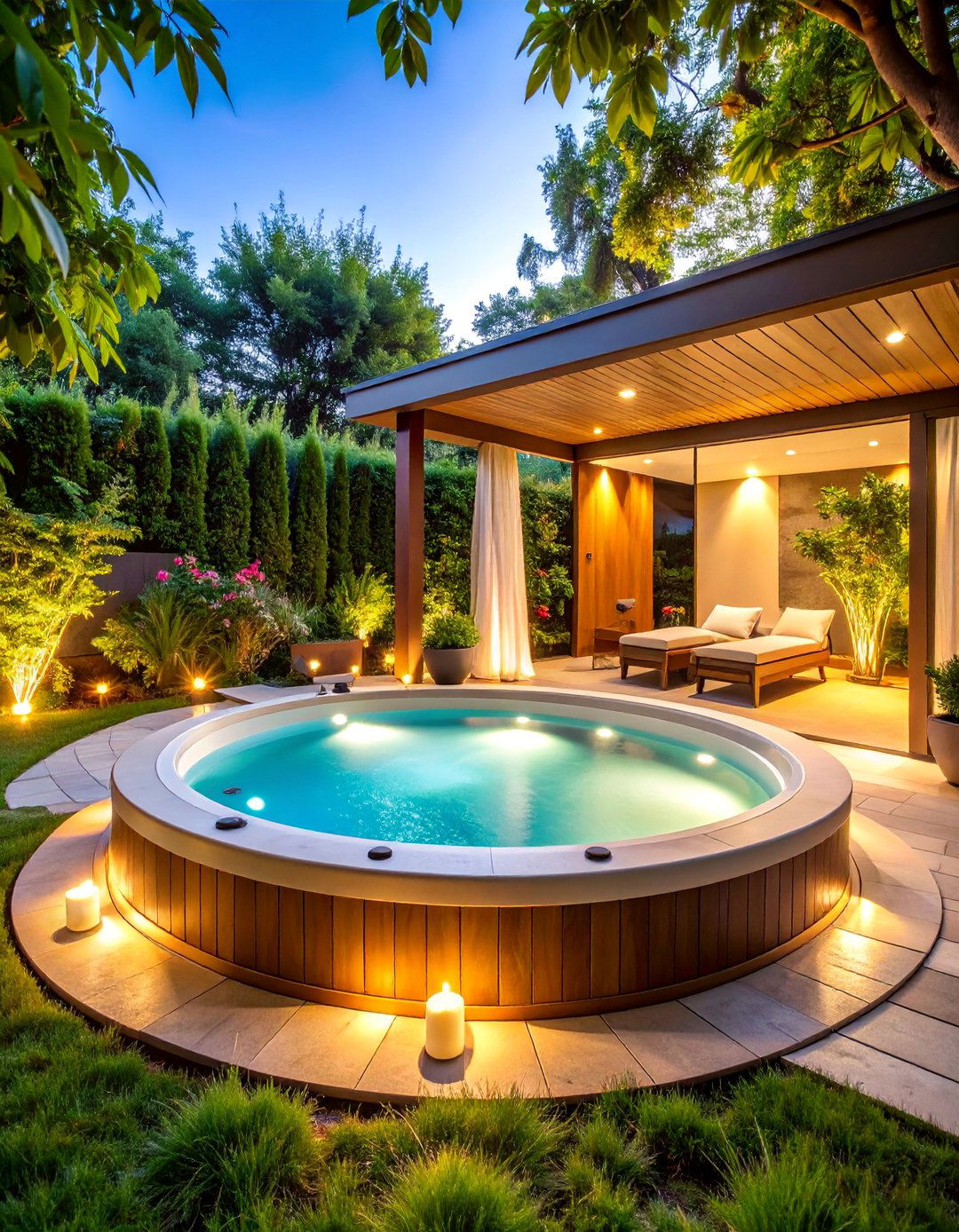 Luxury Spa Retreat with Water Features - 25 L Shaped Backyard Ideas