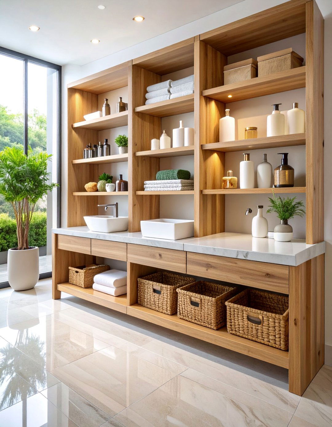 Luxury Spa Style Organization with Premium Storage Solutions - 25 Bathroom Cabinet Organization Ideas