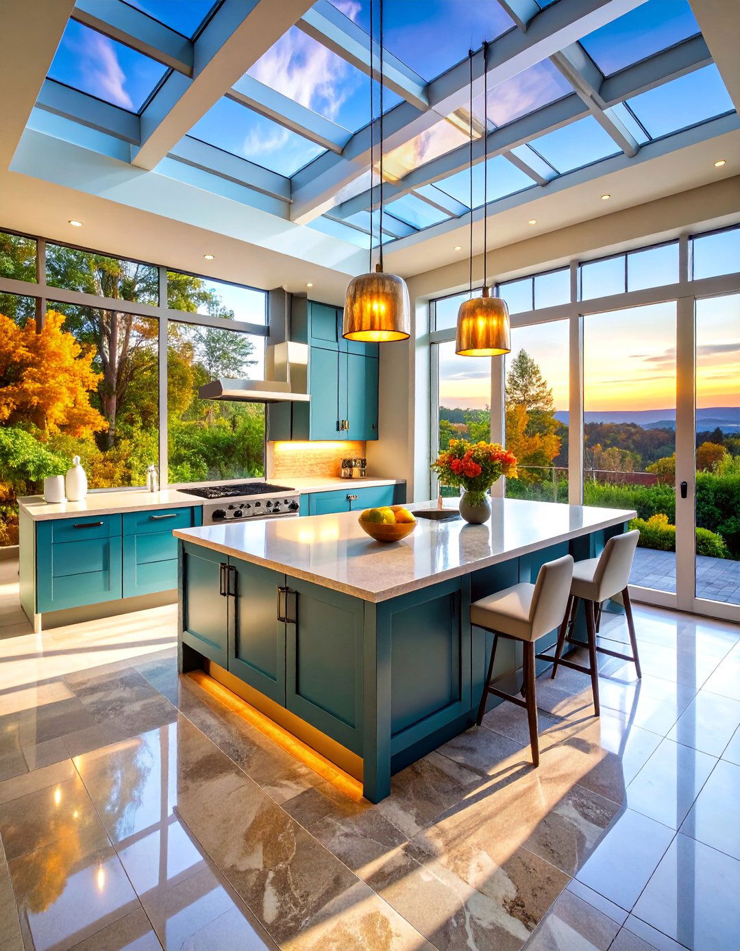 Luxury Sunroom Kitchen with High End Finishes - 25 Sunroom Kitchen Ideas