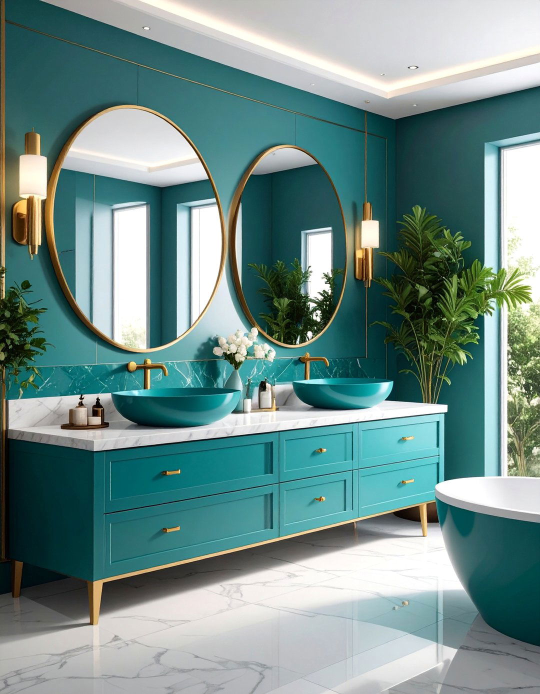 Luxury Teal Vessel Sink Bathroom - 25 Teal Bathroom Ideas