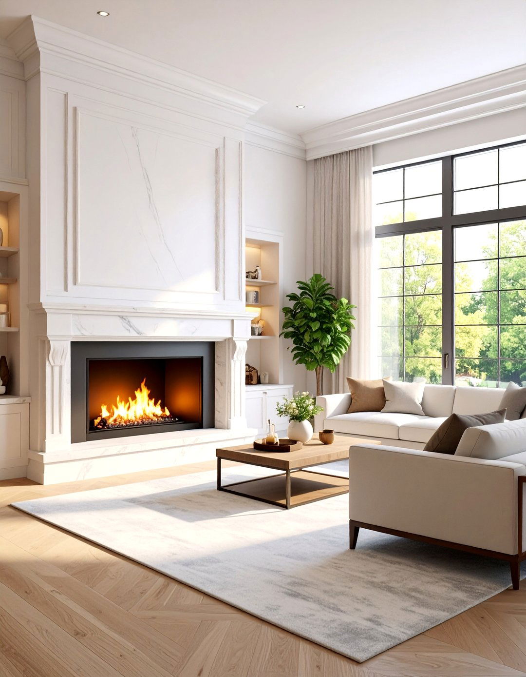 Luxury Two Story Fireplace with Built In Entertainment Center - 25 Two-story Fireplace Ideas