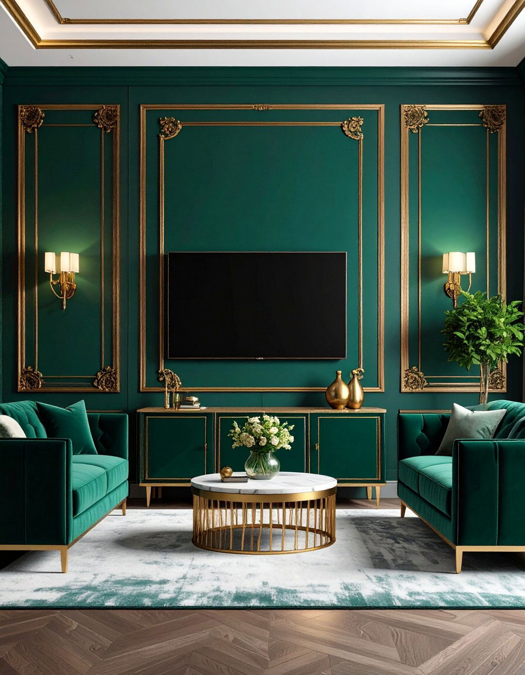 Luxury Velvet and Brass Wall - 25 Tv Wall Ideas