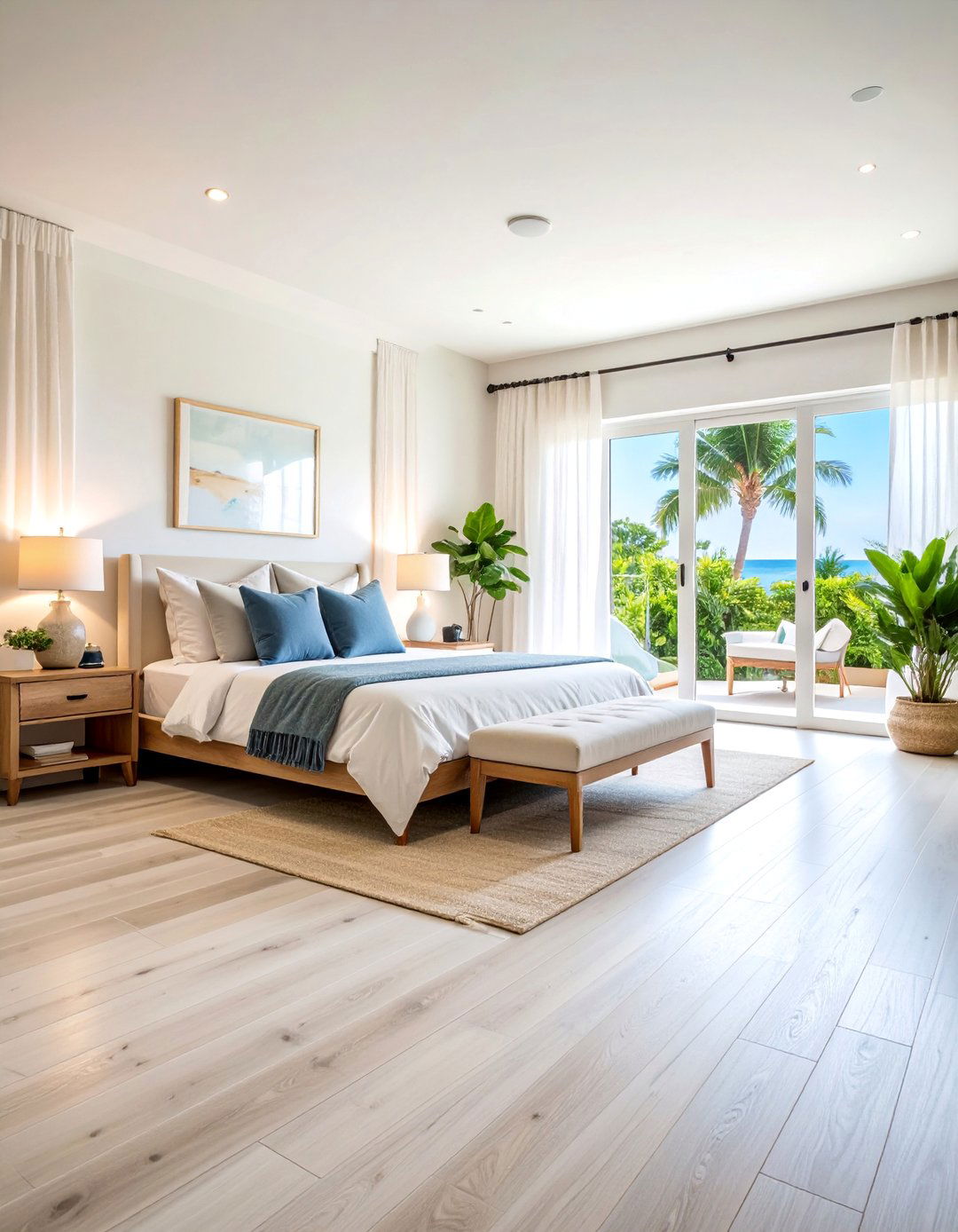 Luxury Vinyl Plank Bedroom with Whitewashed Wood Appearance - 25 Bedroom Flooring Ideas