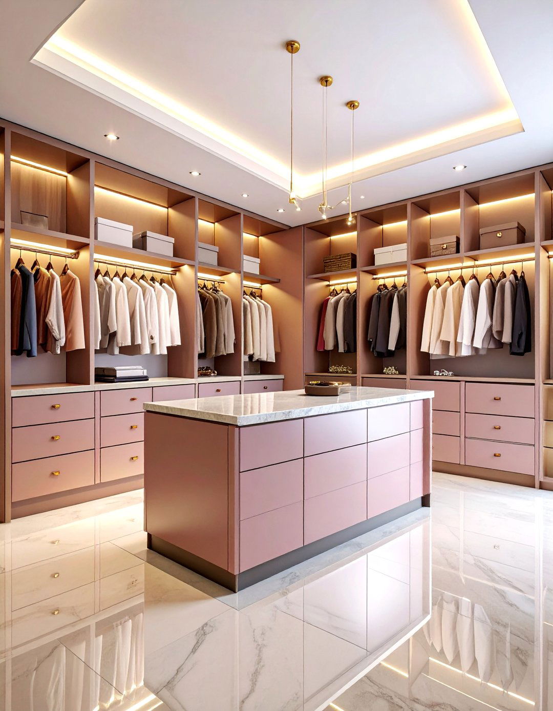 Luxury Walk In Closet with Central Island - 25 Walk in Closet Ideas