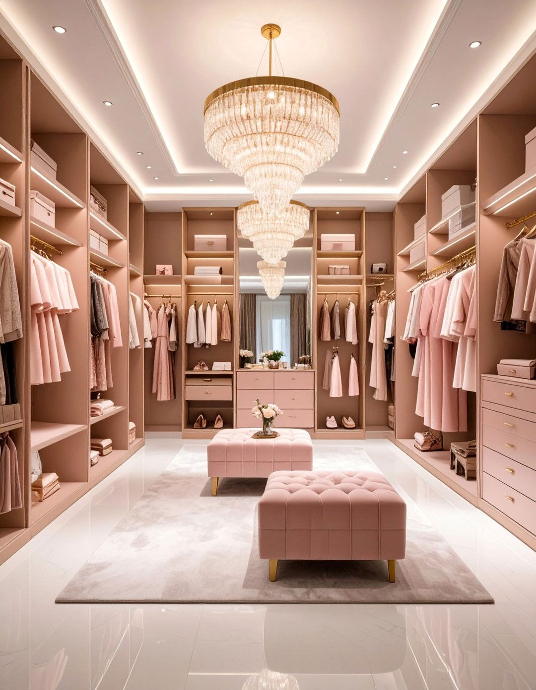 Luxury Walk in Wardrobe with Boutique Features - 25 Built-in Wardrobes Ideas