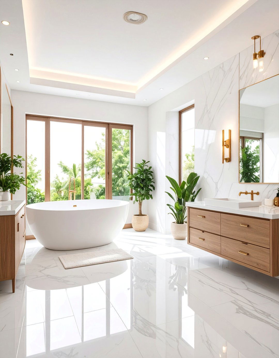 Luxury White Tile Master Bathroom Suite - 25 White Tile Bathroom Ideas