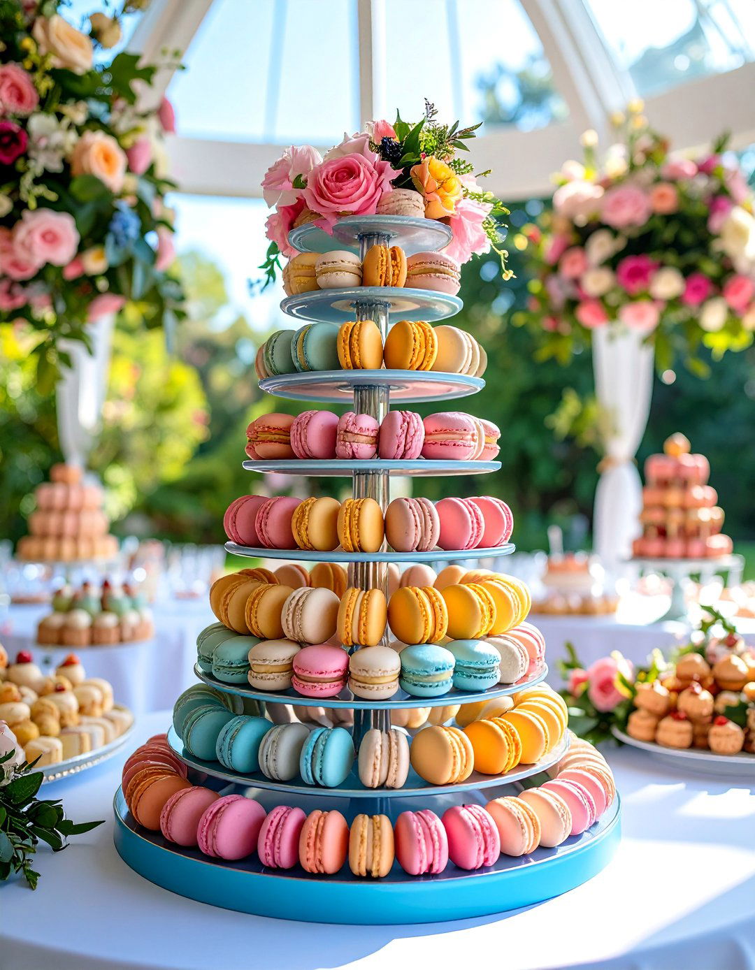 Macaron Tower Centerpiece - 25 non-floral wedding centerpiece ideas