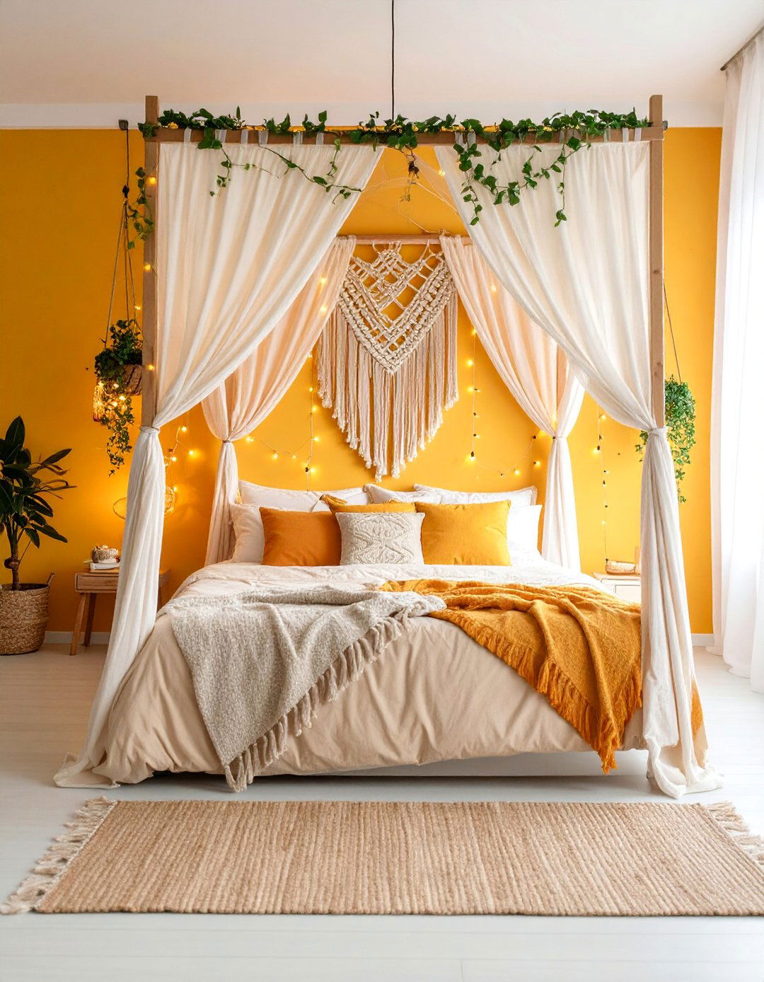 Macrame Canopy Bedroom Oasis - 25 Small Boho Bedroom Ideas