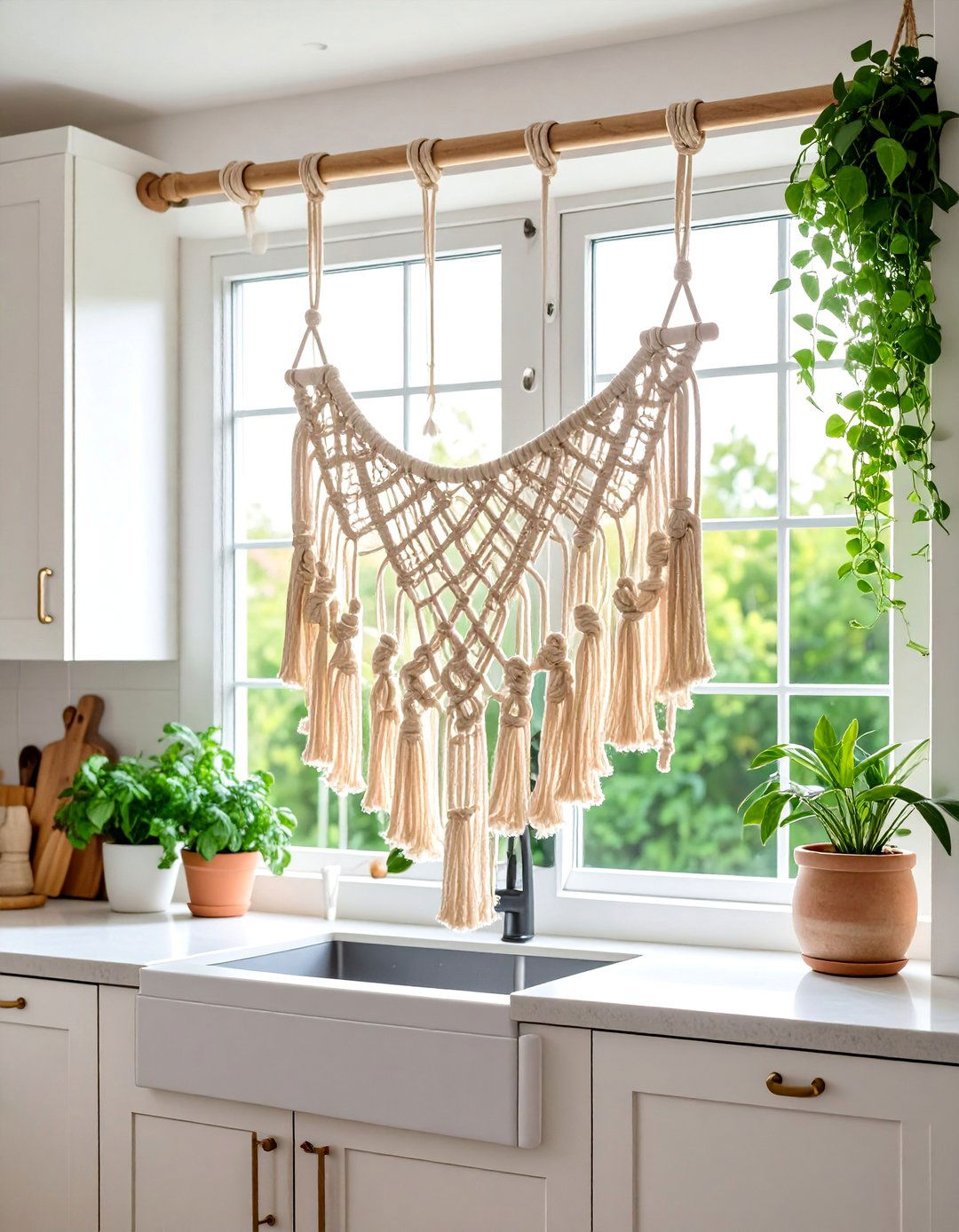 Macrame Kitchen Window Hangings - 25 Kitchen Curtain Ideas