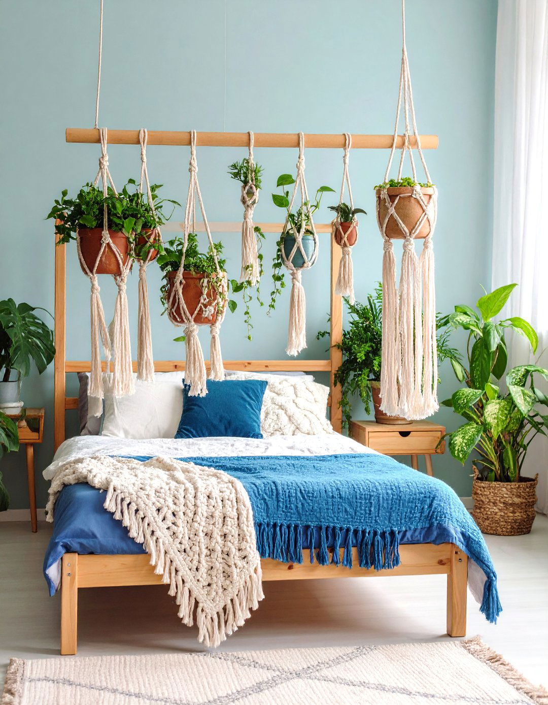 Macrame Plant Hanger Boho Bedroom - 25 Boho Teen Bedroom Ideas