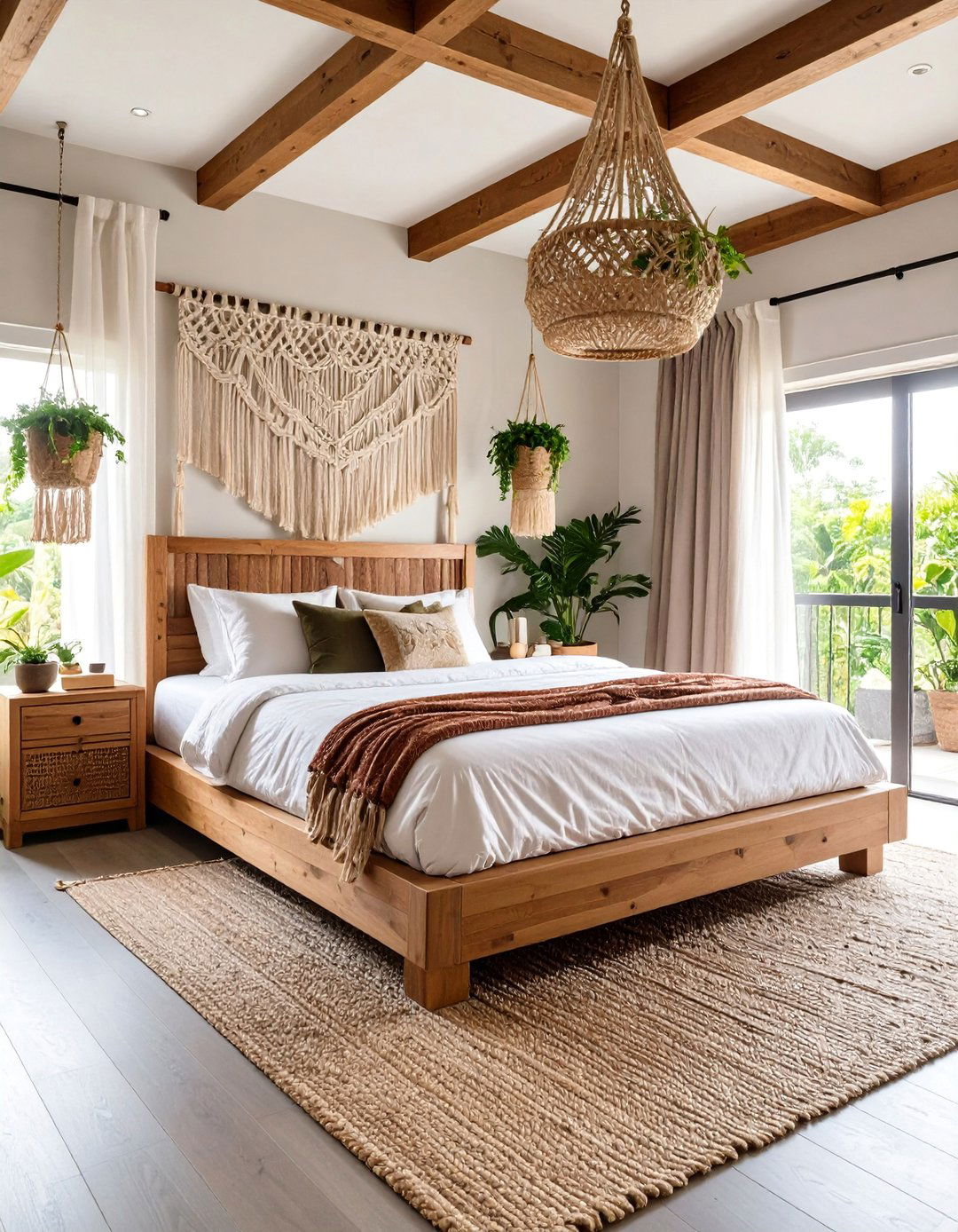 Macrame Plant Paradise Bedroom - 25 Boho Beach Bedroom Ideas