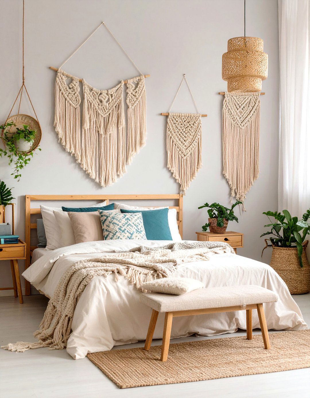 Macrame and Textile Wall Hangings - 25 Bedroom Wall Decor Ideas