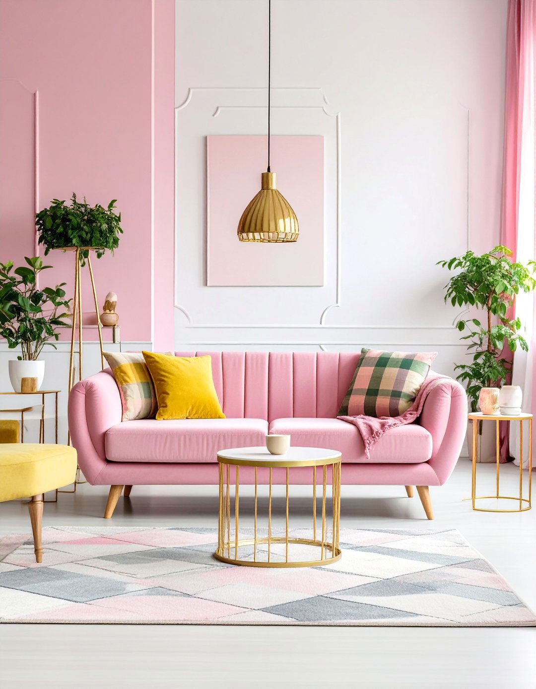 Madras Plaid Living Room - 25 Preppy Room Ideas