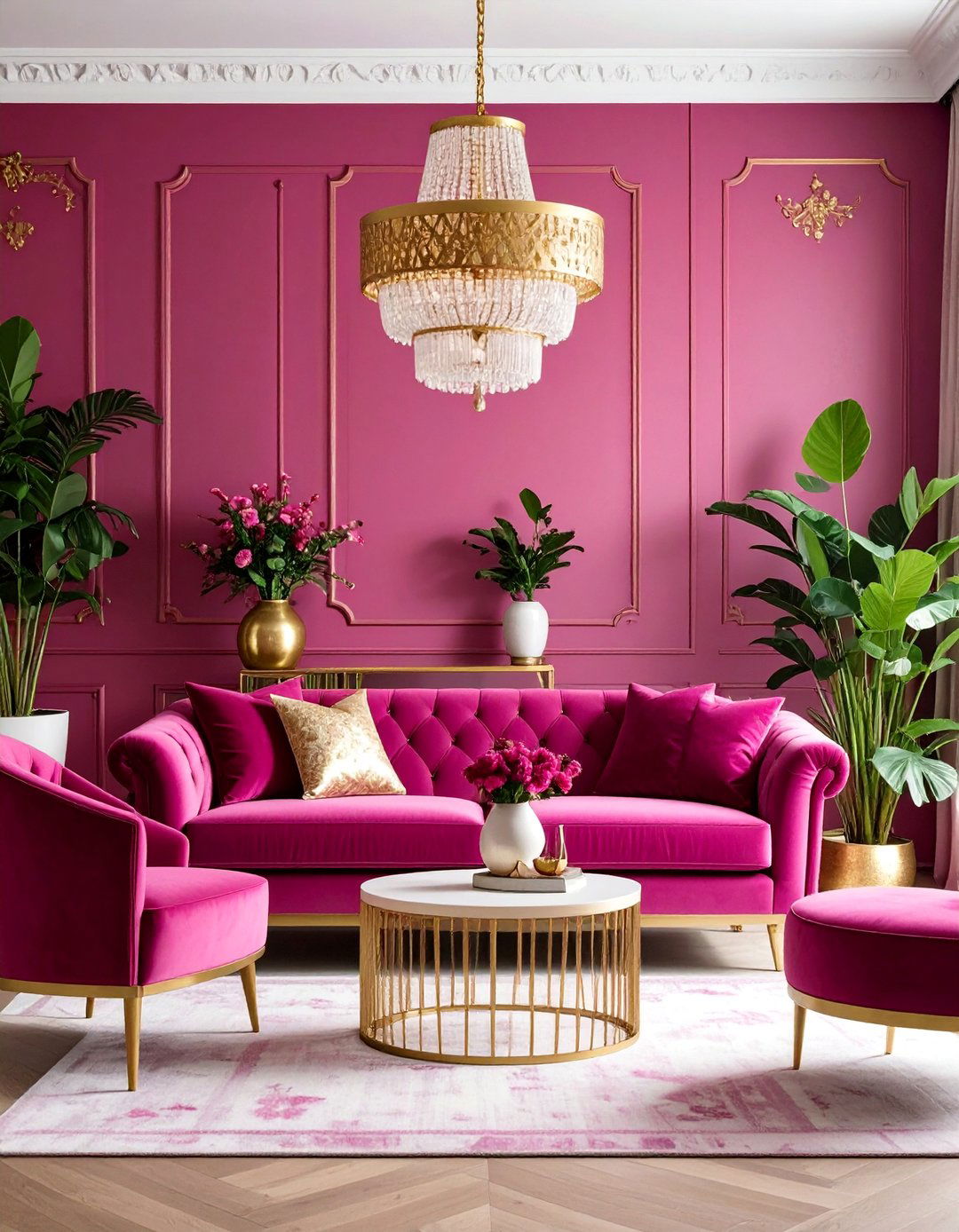 Magenta Maximalist Living Room - 25 Colorful Living Room Ideas