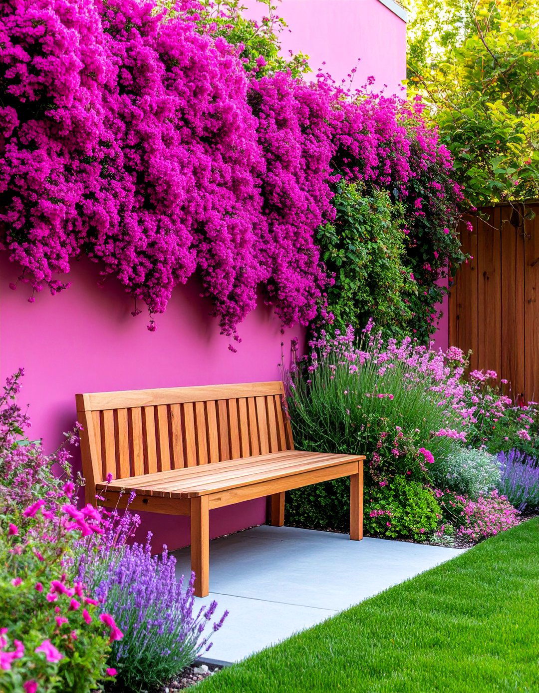 Magenta Vertical Pink Garden Wall - 25 Pink Garden Ideas