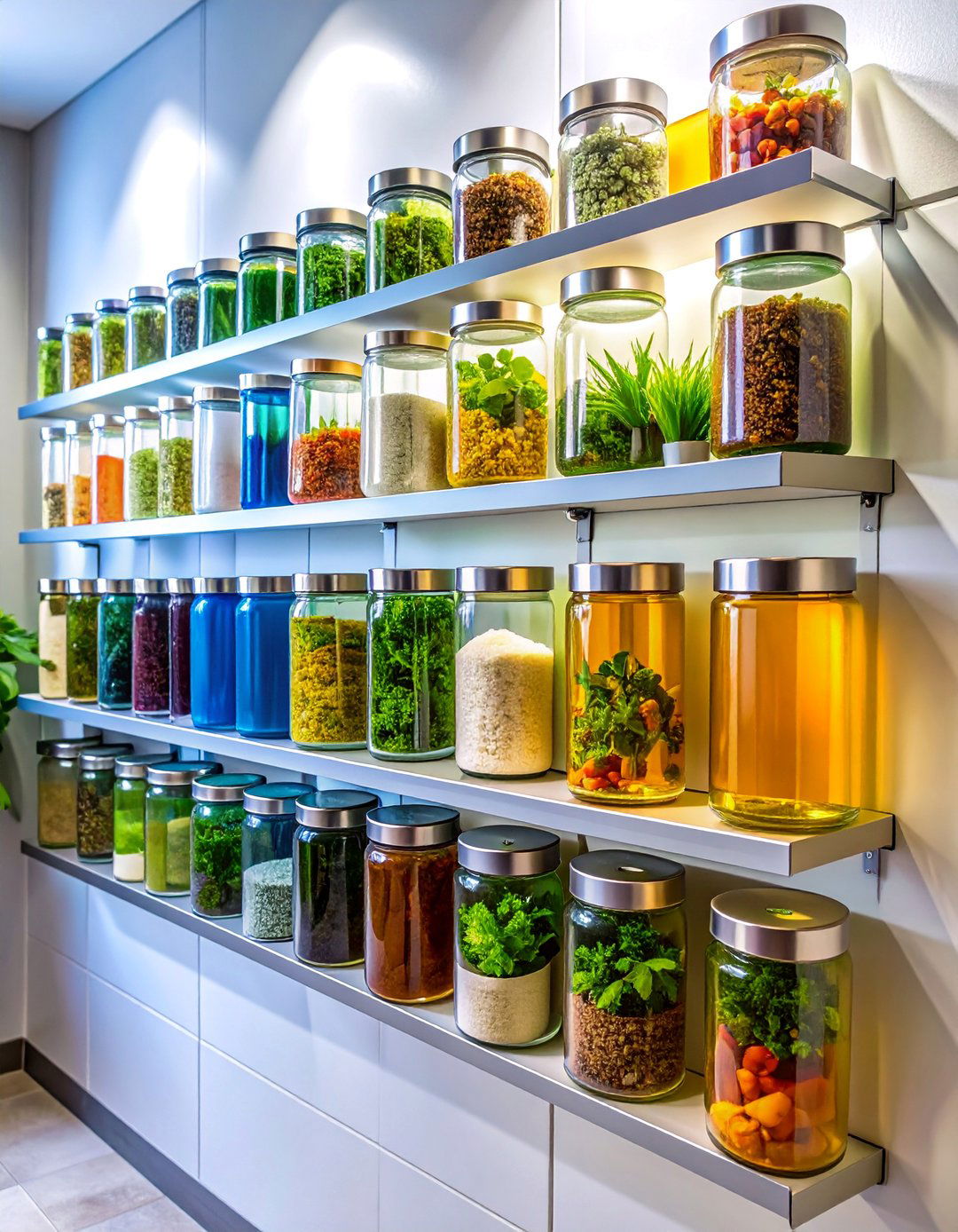Magnetic Spice Jar Wall System - 25 Small Bathroom Shelving Ideas