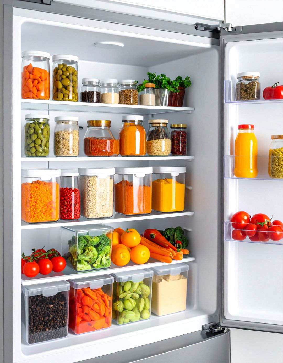 Magnetic Spice Storage on Fridge Side Walls - 25 Fridge Organization Ideas