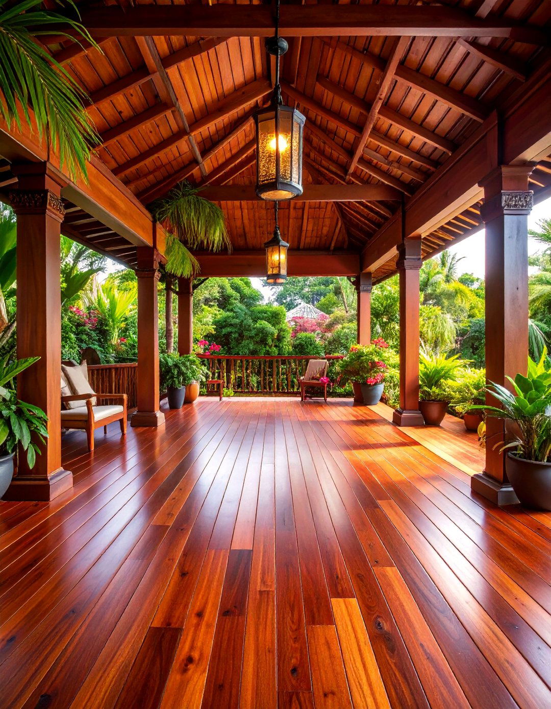 Mahogany Exotic Hardwood Premium Installation - 25 Porch Flooring Options