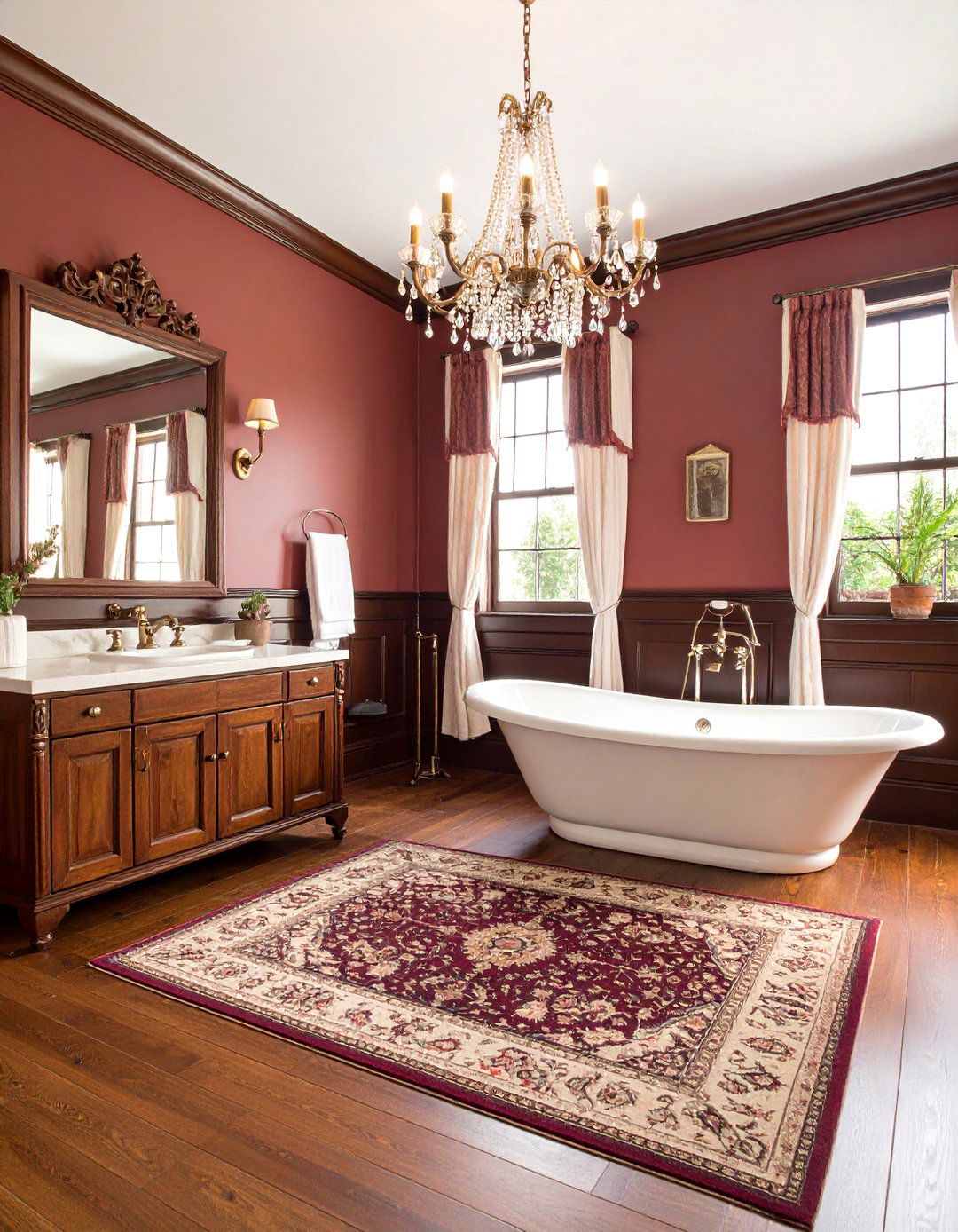 Mahogany Trimmed Brown Bathroom Colonial - 25 Brown Bathroom Ideas