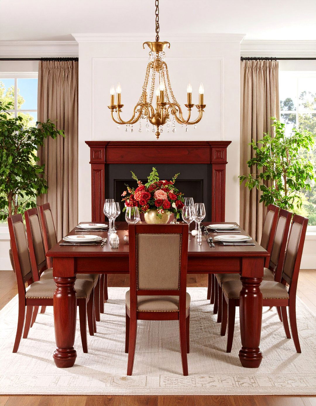 Mahogany Wood Mantel with Traditional Elegance - 25 Wood Mantel Ideas