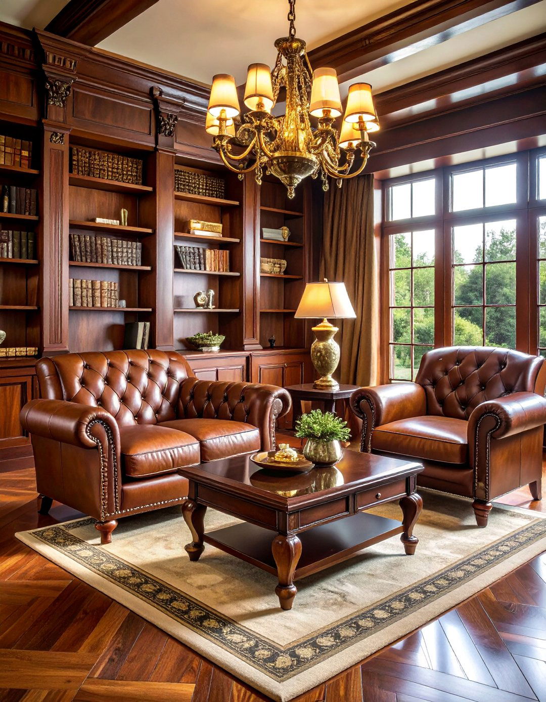 Mahogany and Brass Gentlemans Den with Leather Accents - 25 Art Deco Interior Design Ideas