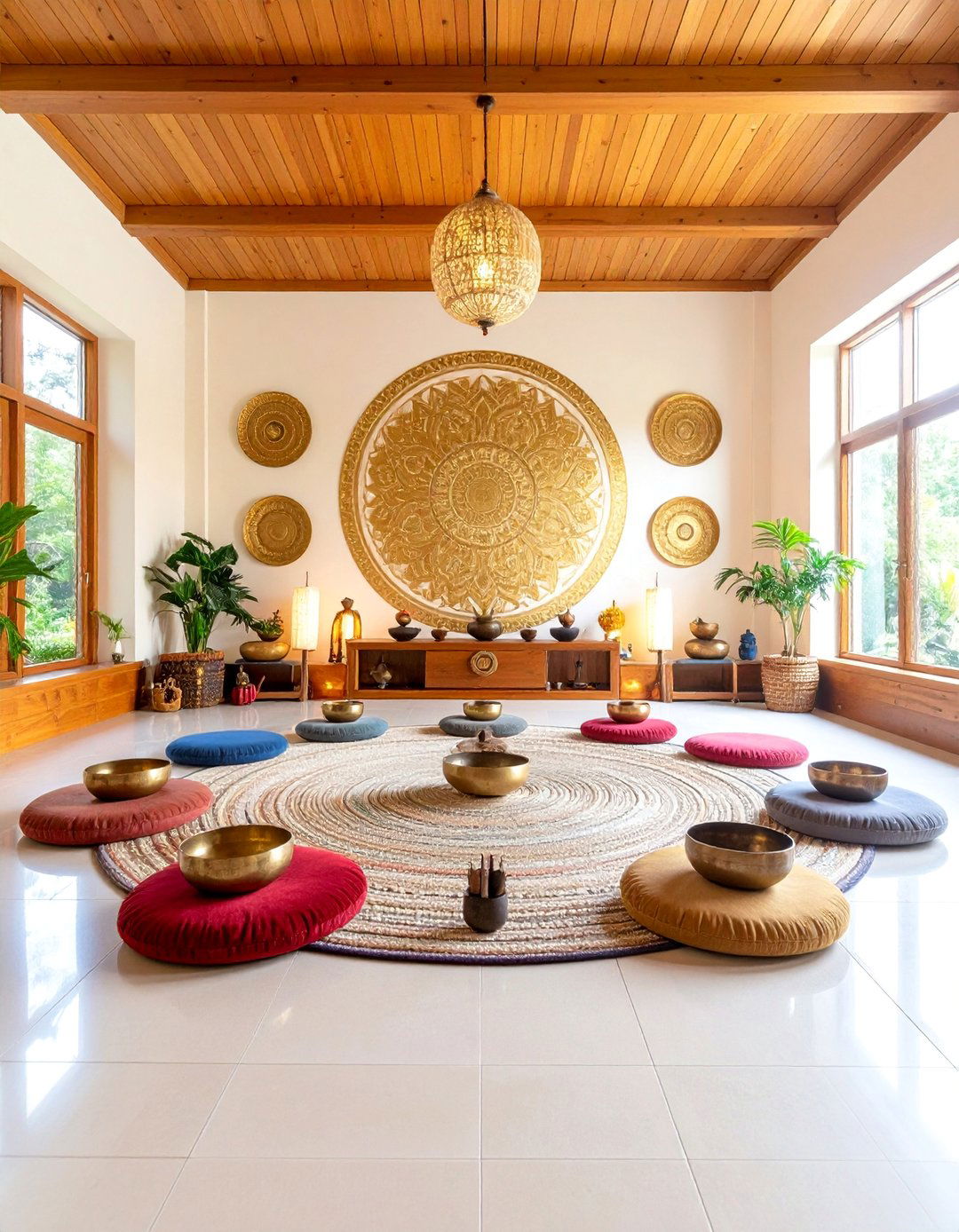 Mandala Art Meditation Room with Sacred Geometry - 25 Boho Meditation Room Ideas