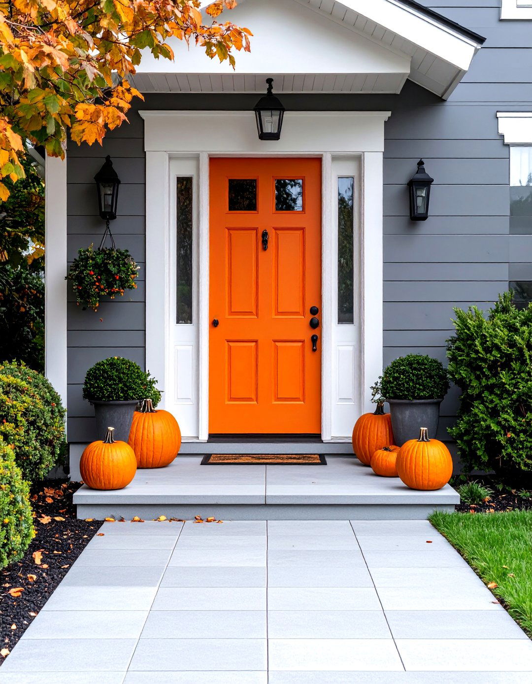Mandarin Orange Front Door Accent - 25 Orange House Exterior Ideas