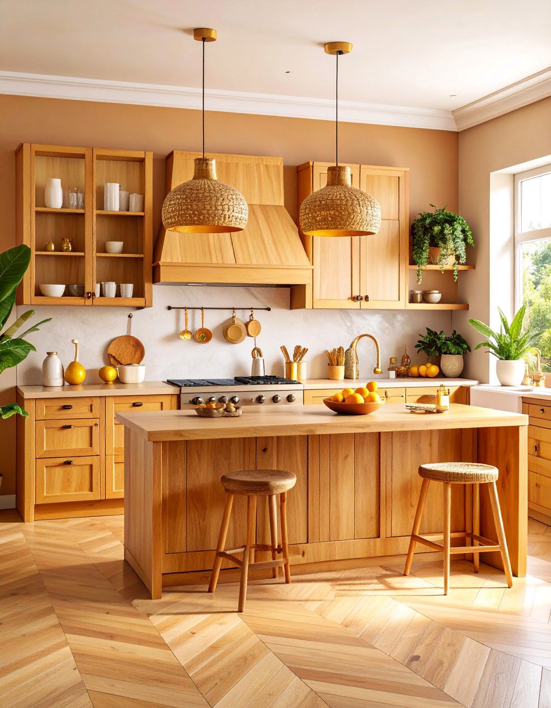 Mango Wood Kitchen with Warm Tropical Tones - 25 Tropical Kitchen Ideas