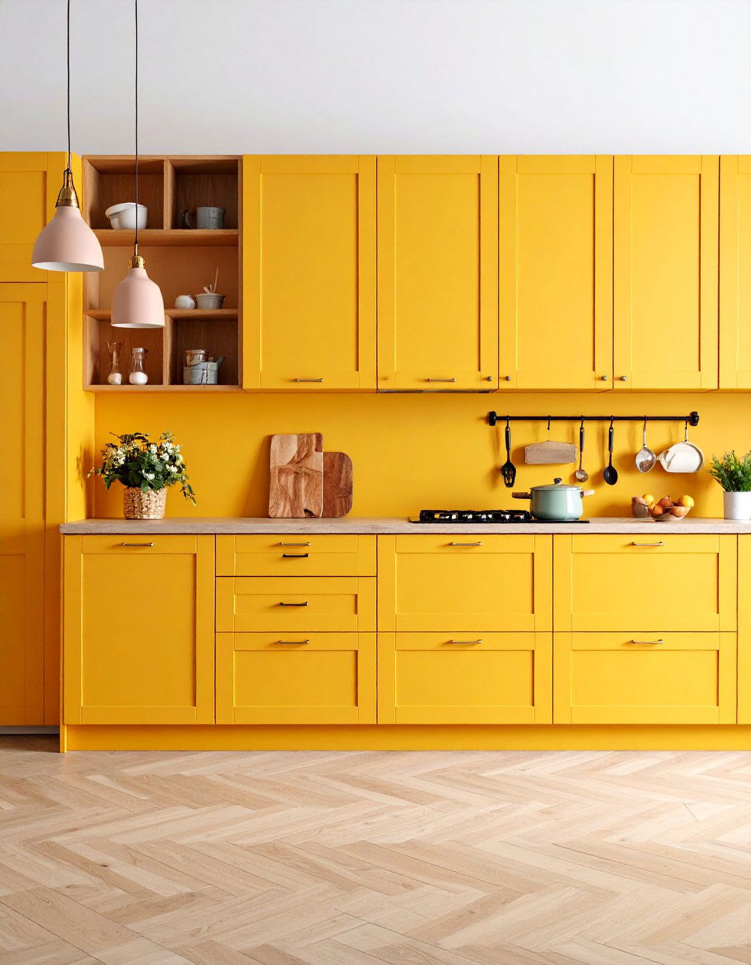 Maple Kitchen Cabinets with Geometric Hardware Patterns - 25 Maple Kitchen Cabinets Ideas