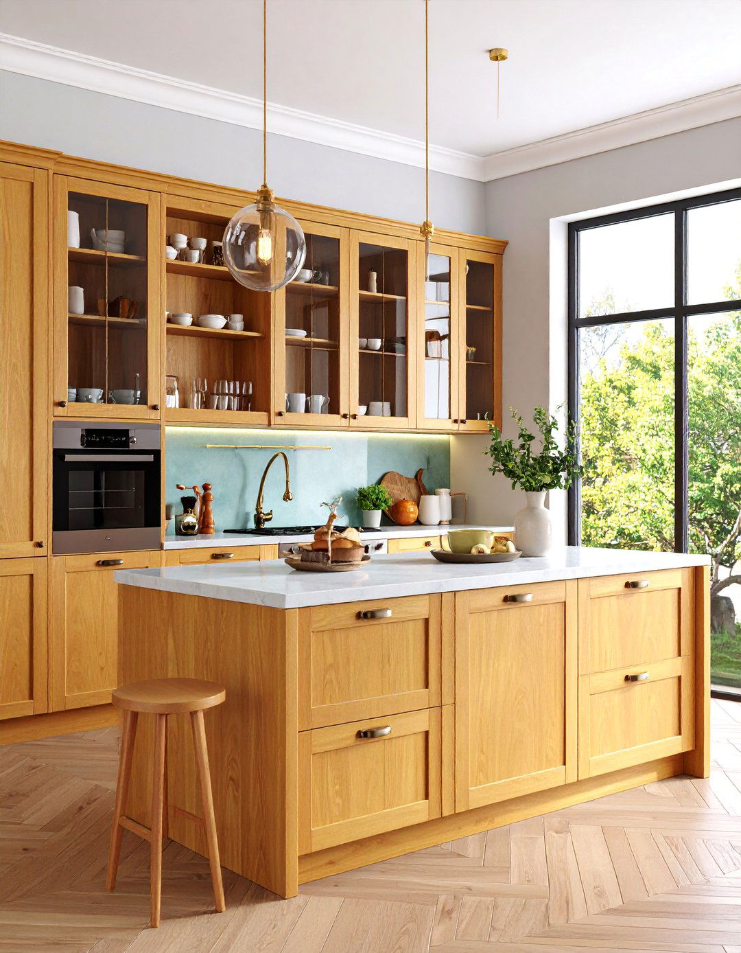 Maple Kitchen Cabinets with Glass Front Upper Displays - 25 Maple Kitchen Cabinets Ideas