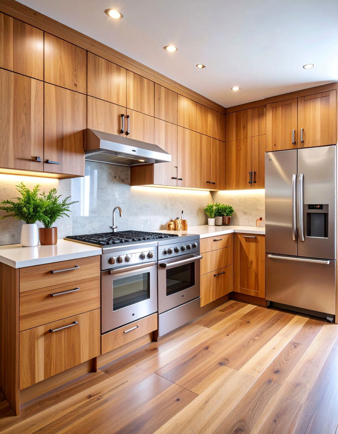 Maple Kitchen Cabinets with Stainless Steel Appliance Integration - 25 Maple Kitchen Cabinets Ideas