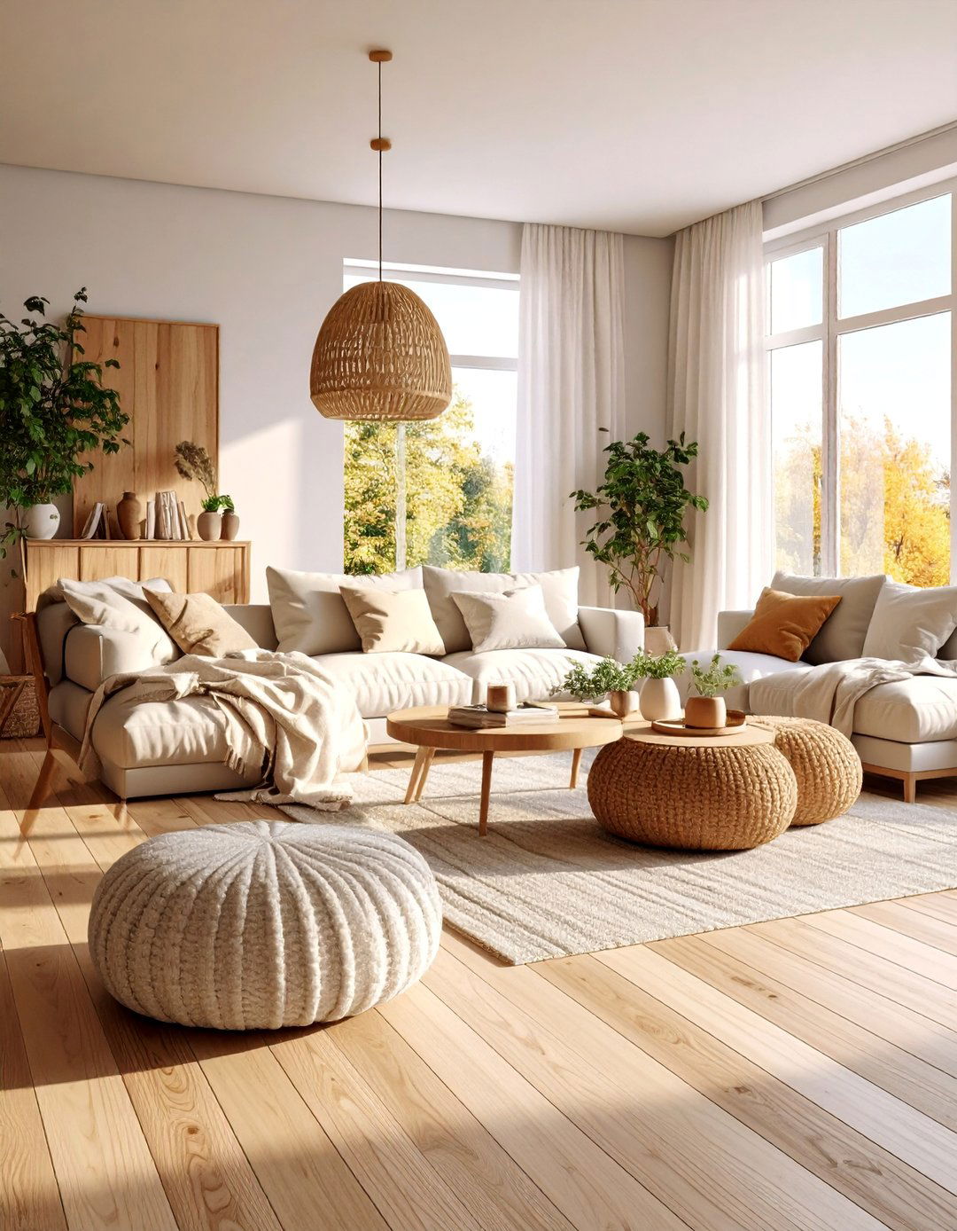 Maple Living Room with Light Scandinavian Appeal - 25 Living Room Wood Floor Ideas