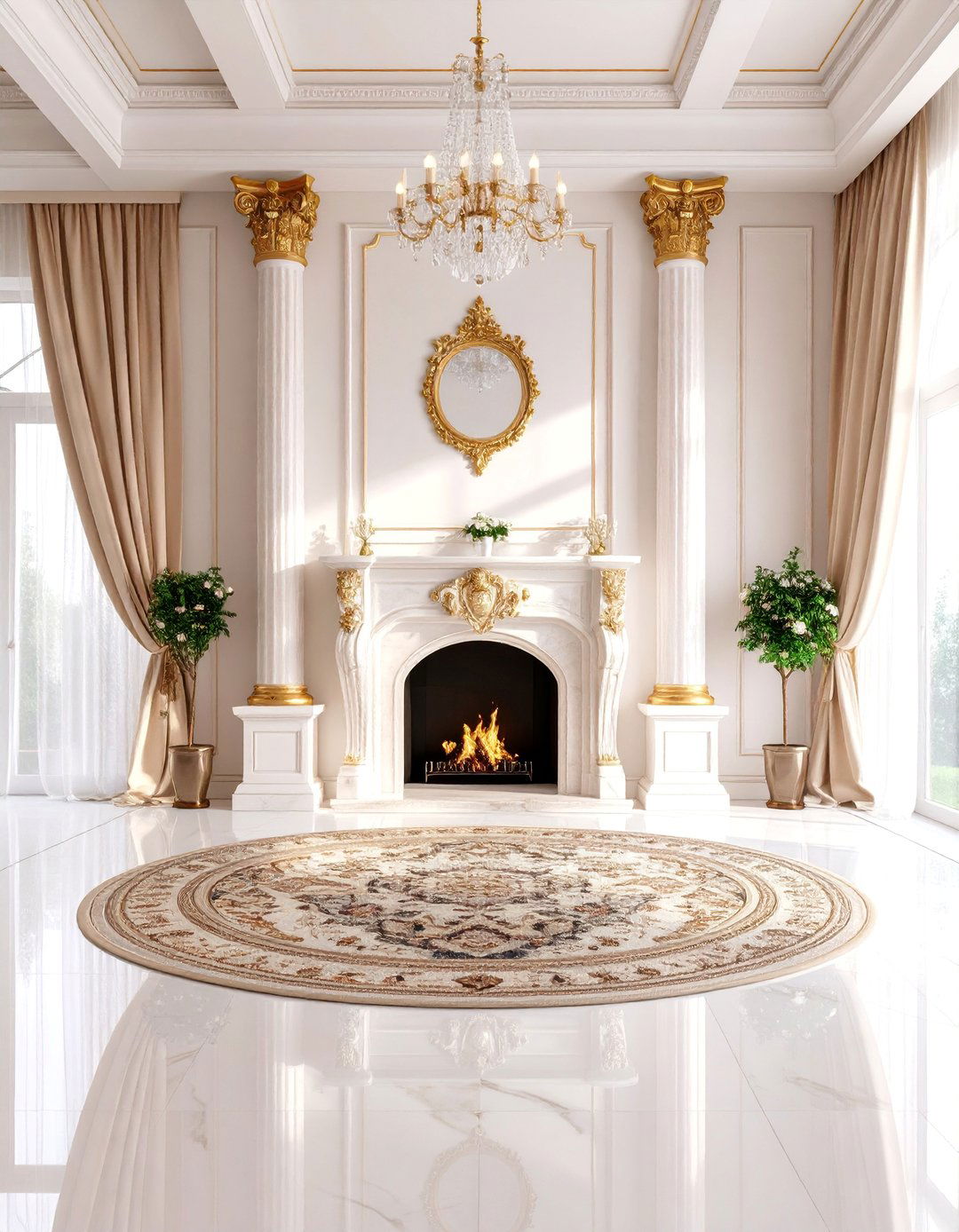 Marble Clad Spanish Neo Classical Fireplace - 25 Spanish Style Fireplace Ideas
