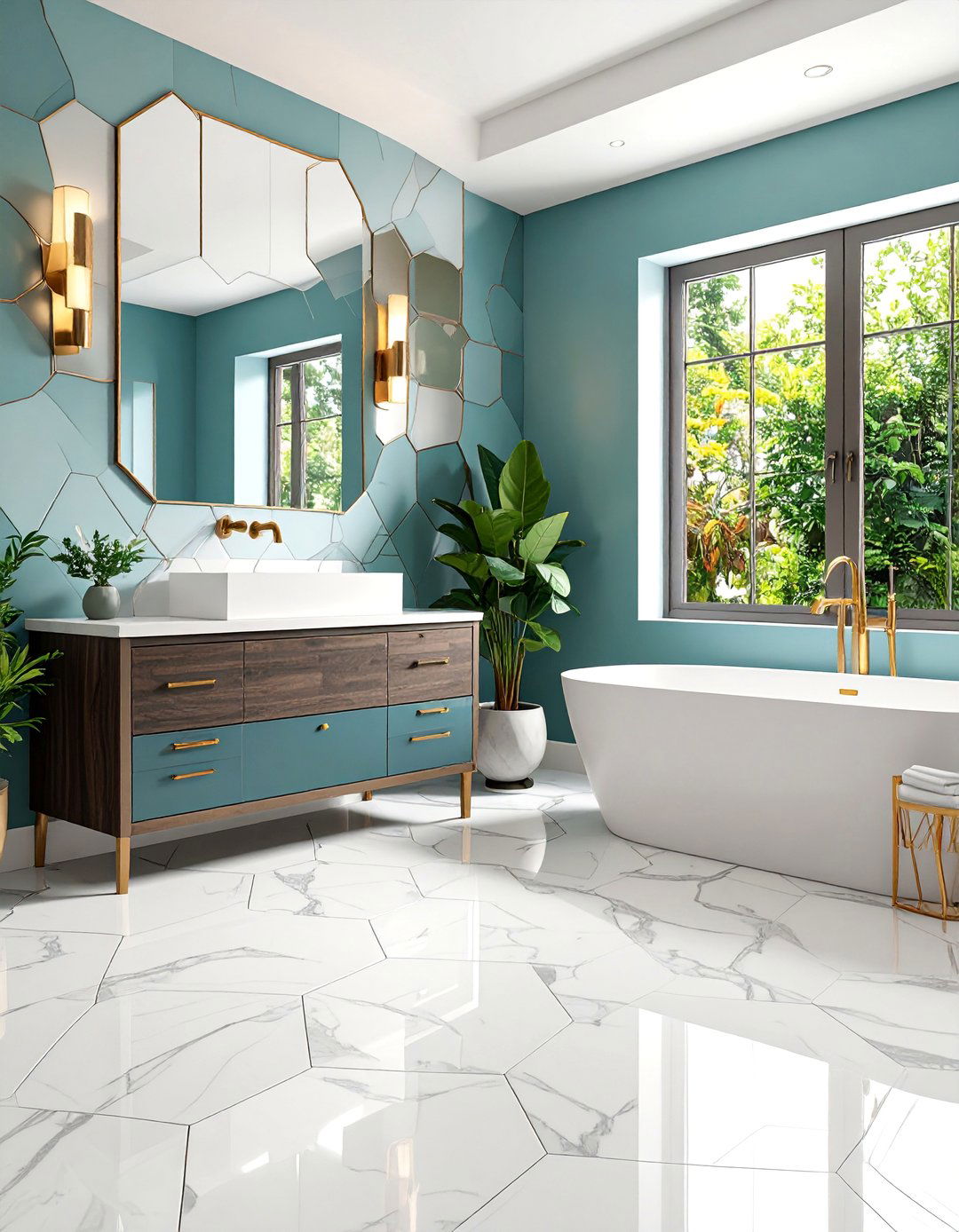 Marble Hexagon Powder Room Floor Tiles - 25 Powder Room Floor Tile Ideas