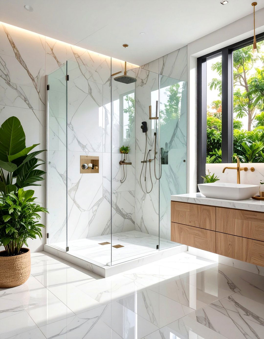 Marble Hexagon Shower Wall Feature - 25 Hexagon Tiles Ideas for Bathrooms