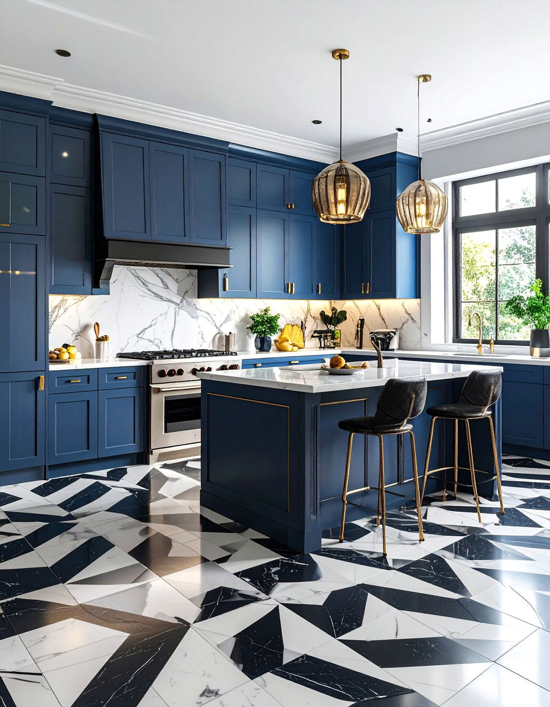 Marble Kitchen Floor with Art Deco Geometric Influences - 25 Marble Kitchen Floor Ideas