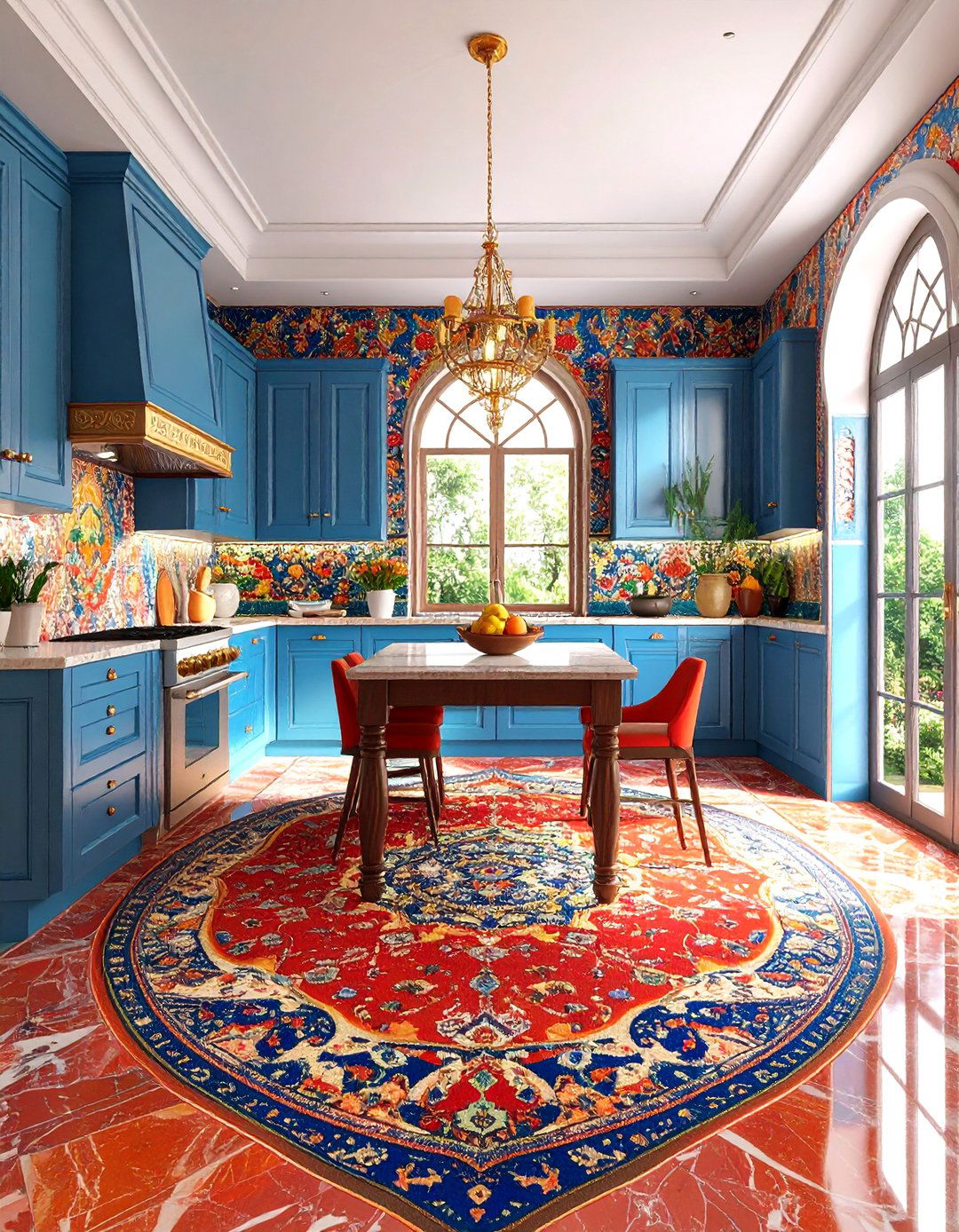 Marble Kitchen Floor with Persian Rug Pattern Inspiration - 25 Marble Kitchen Floor Ideas