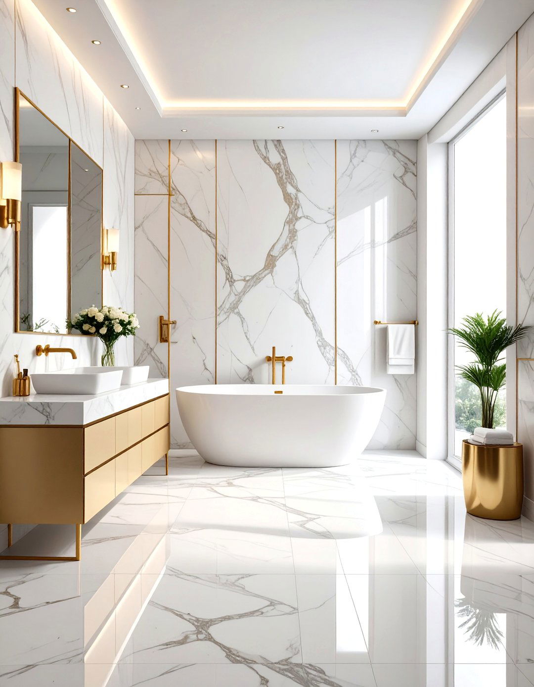 Marble Luxury Feature Bathroom - 25 Modern Bathroom Ideas