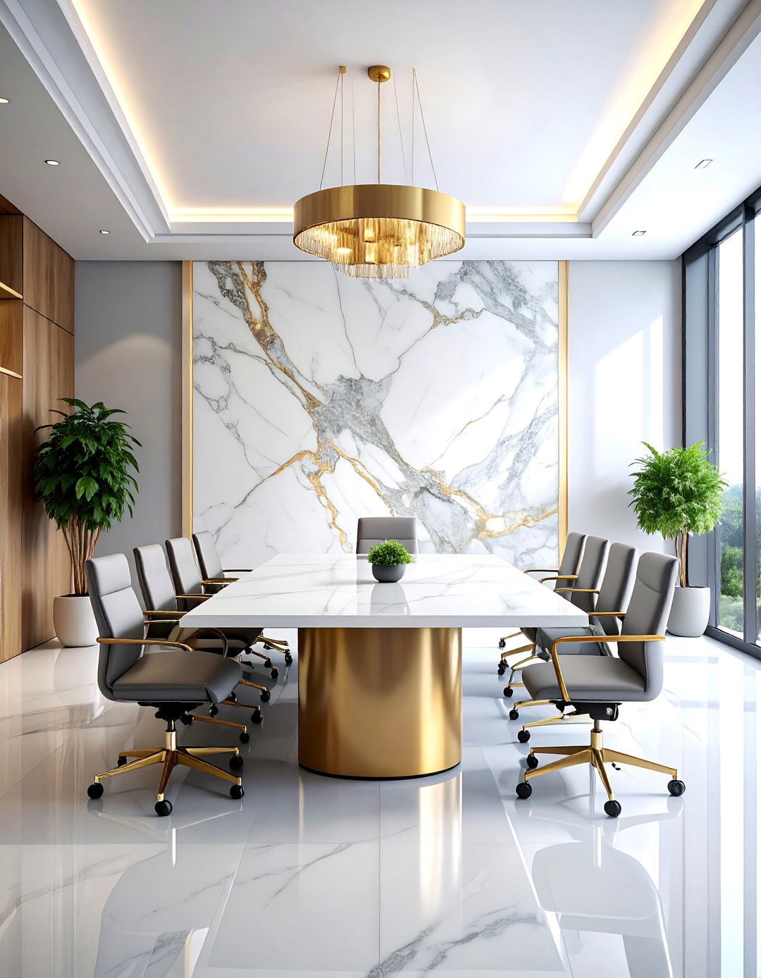 Marble Luxury Office Mural with Gold Vein Accents - 25 Office Wall Murals