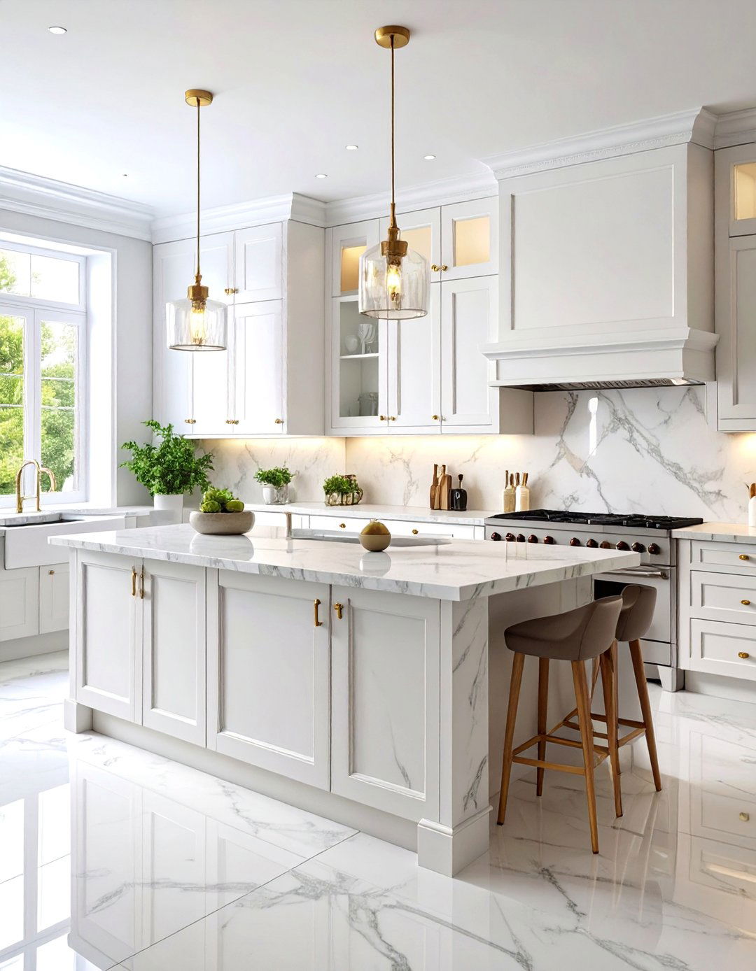 Marble Pattern Kitchen Island Luxurious Appeal - 25 Kitchen Island Color Ideas