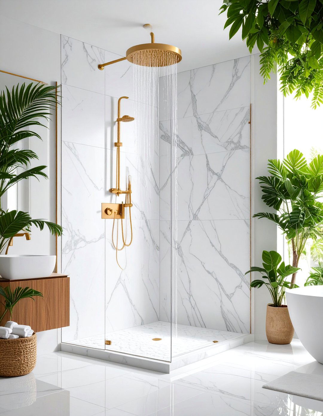Marble Shower Surround Wall - 25 Stone Wall Ideas