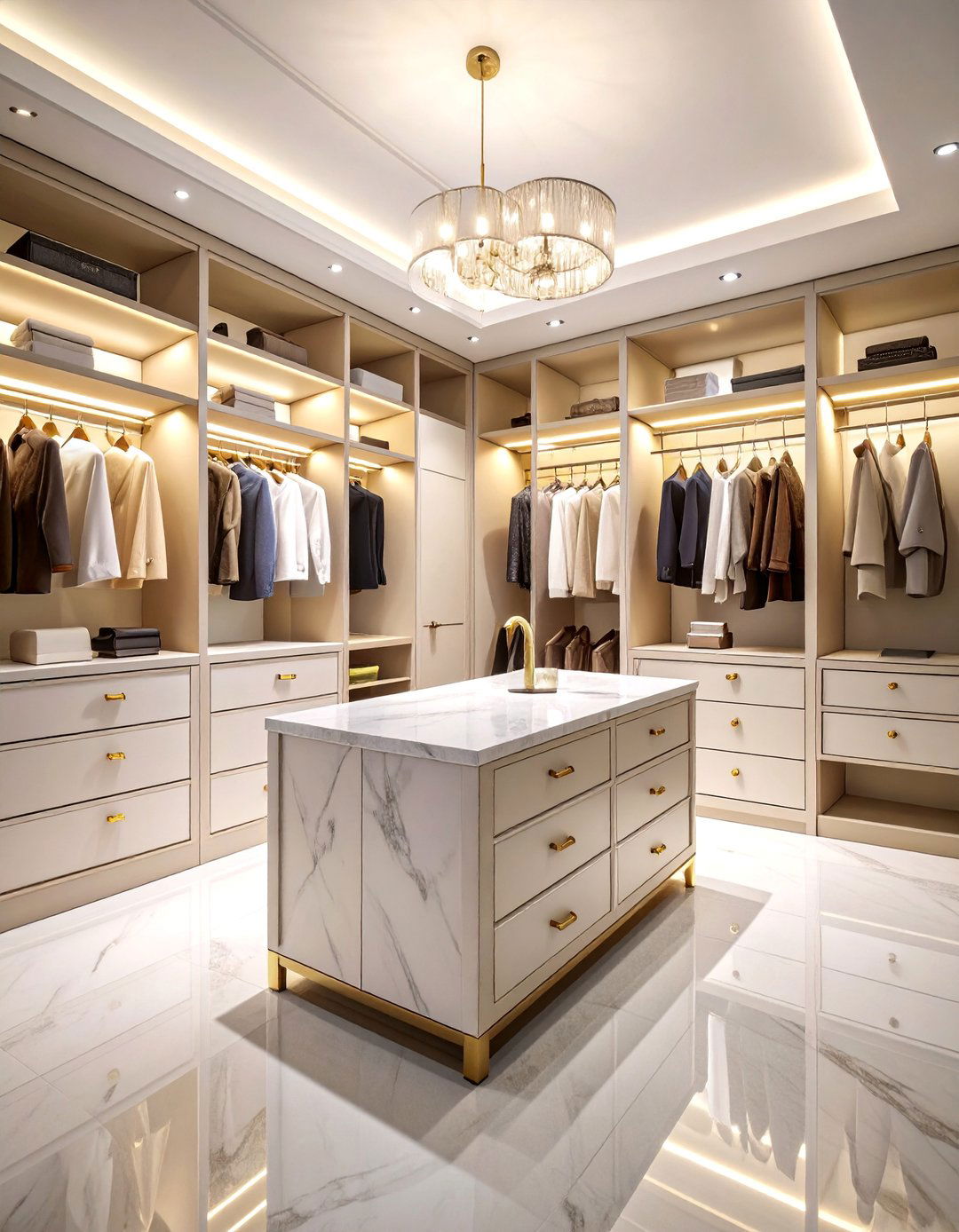 Marble Topped Luxury Closet Island - 25 Closet Island Ideas