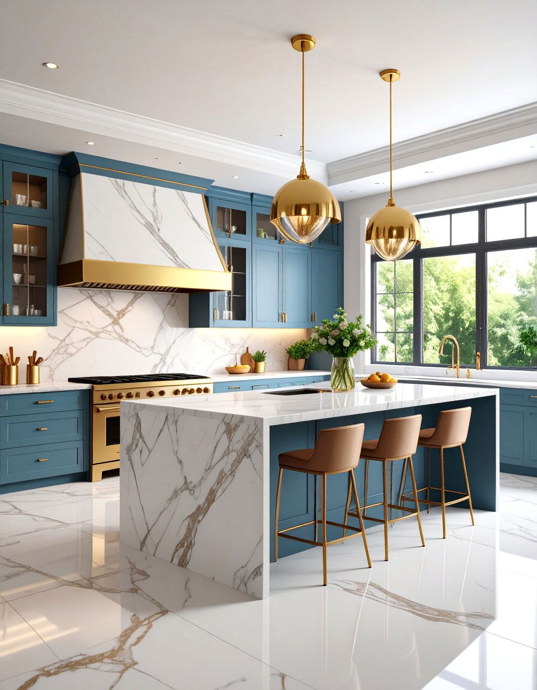 Marble and Brass Kitchen Backsplash - 25 Glam Interior Design Ideas